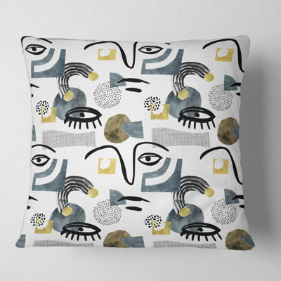 Housse et insert de coussin carré Collage of Eyes and Doodles I