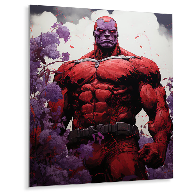 Rouge et mauve superhéros Giants Blooms - art mural en métal Giants, H 20 po x l 12 po x P 1 po
