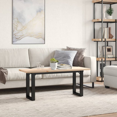 Coffee Table O-Frame Solid Wood Pine And Steel