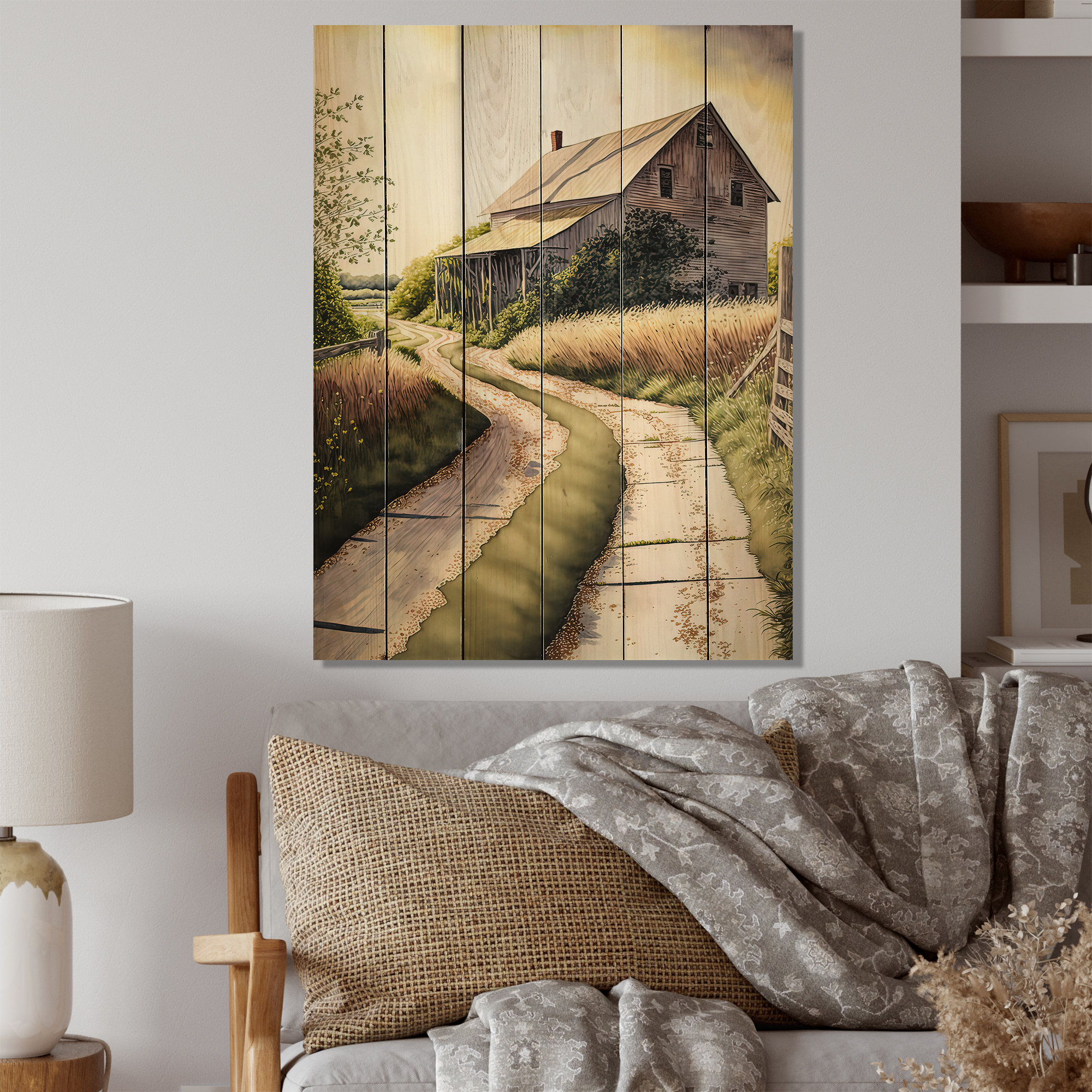 August Grove Charming Barn And Path II - Farmhouse / Country Wood Wall ...