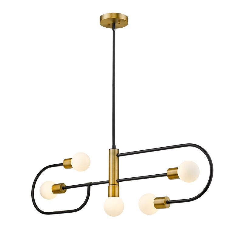 Emrick 5 - Light Unique/Statement Pendant, Foundry Brass, Opal