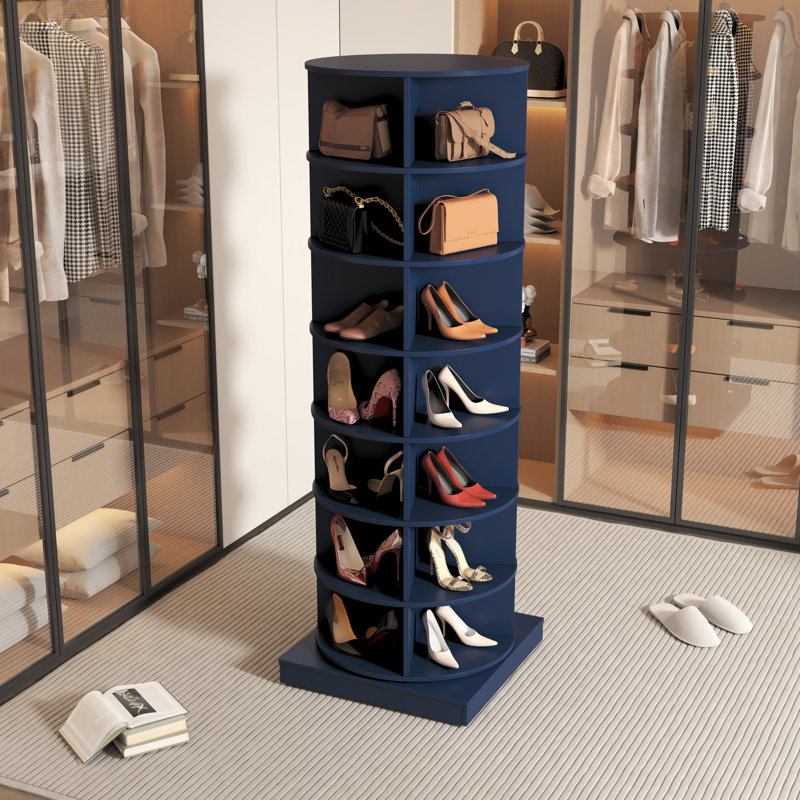 28 Pair Shoe Rack, Navy Blue, 64.96" H x 24" W x 24" D