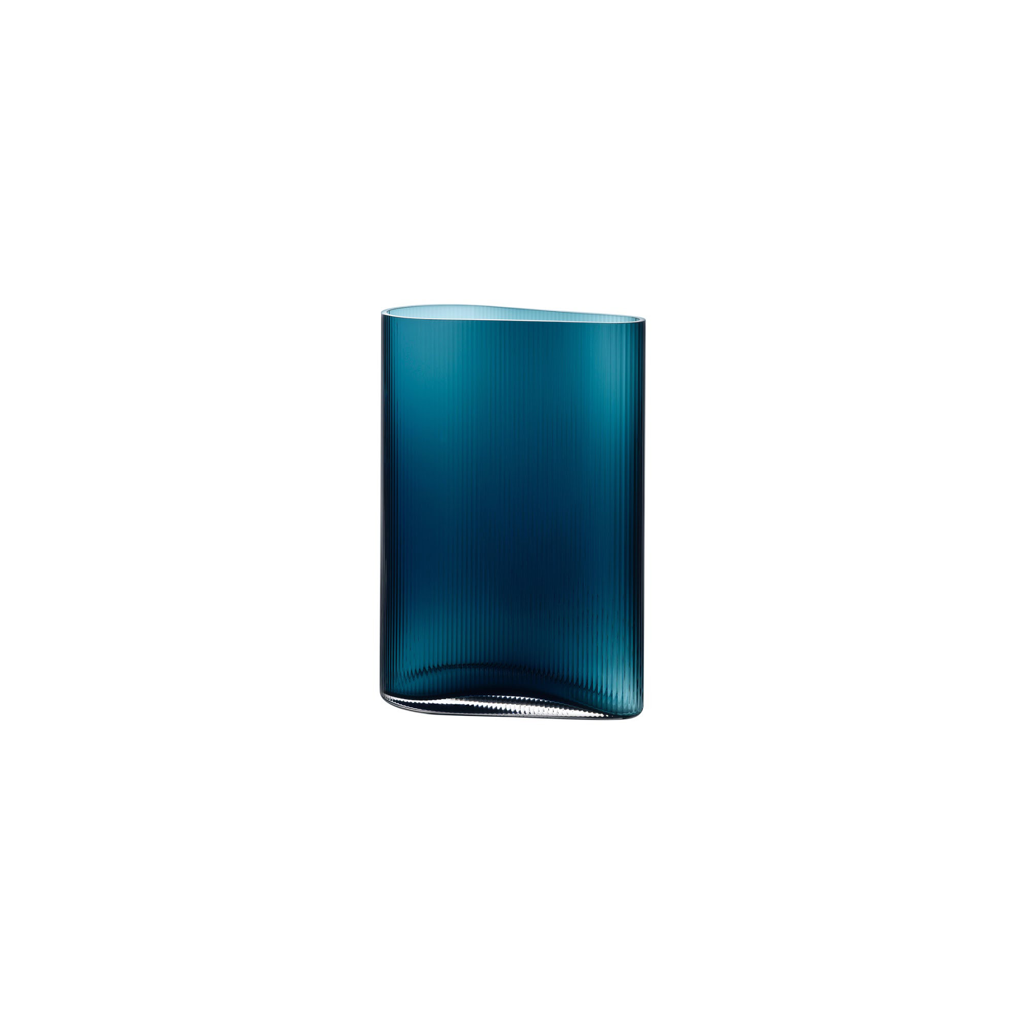 Mist Handmade Lead Free Crystal Table Vase, Petroleum Green, 11.41" H x 8.07" W x 4.33" D