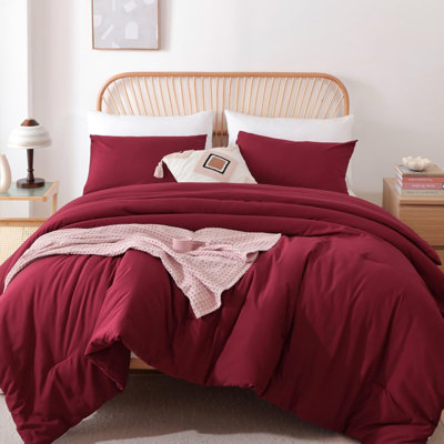 Édredon simple / simple TG pour colosses garçons rouge foncé, 1 édredon et 1 taie d'oreiller, ensembles de literie pour lit simple pour enfants
