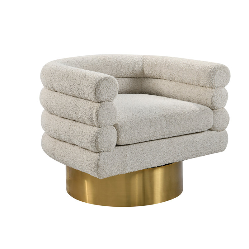 Fauteuil demi-tonneau Shikibu, Crème Boucle