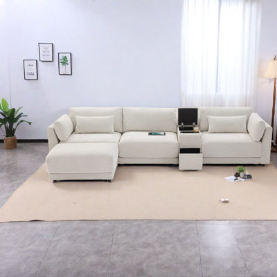 Canapés multifonctionnels en forme de L avec rangement et recharge, chenille, mobilier de salon moderne
