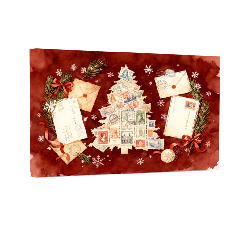 Arbre de Noël de Noël fait de timbres et de lettres, H 24 po x l 36 po