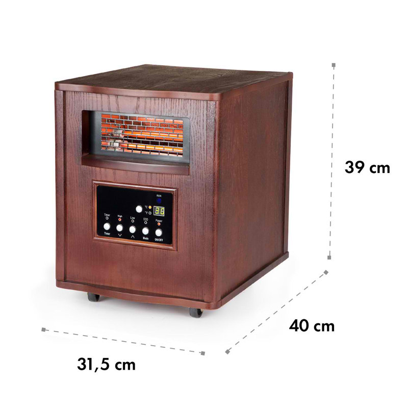 Klarstein 1500W Electric Cabinet Space Heater with Adjustable Thermostat, Dark brown