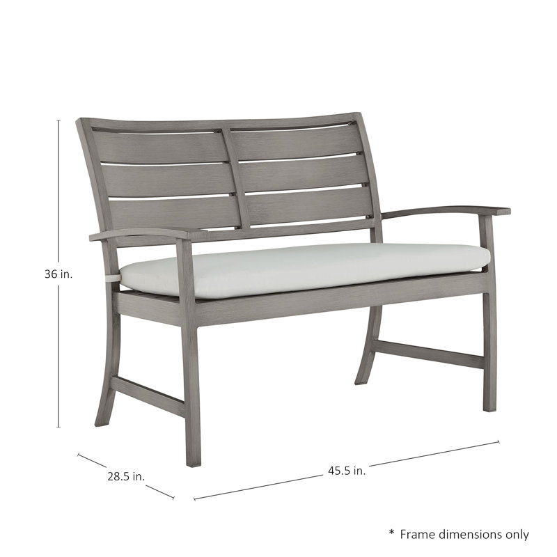 Charleston Aluminum Garden Bench, Welt, Linen Dove, Oyster
