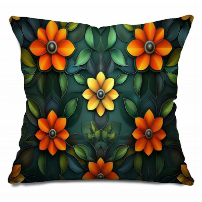 Trendy Floral Plush Cotton Blend Reversible Throw Pillow