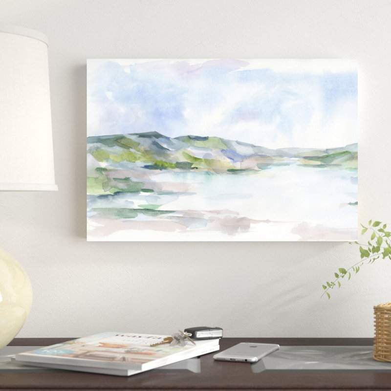 «Pastel Seaside I» par Ethan Harper - peinture sur toile tendue, H 12 po x l 18 po