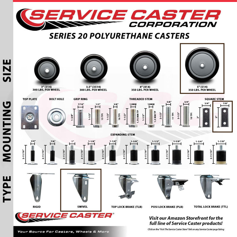 Polyurethane Caster, Black