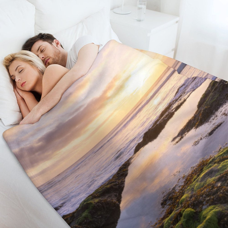 Jeté en flanelle Sunset Mossy Rocks, 30x40in