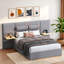 Lit plateforme tapissier avec deux coussins de chevet, tablettes de rangement, deux prises et USB-1498243147-1498243145