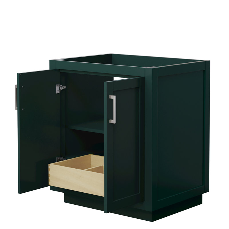 Base de meuble-lavabo simple autoportante 29,25 po Miranda seulement, Vert / nickel brossé