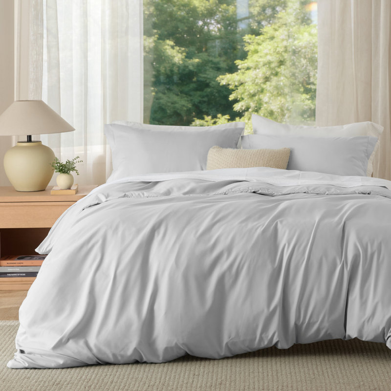 Bedsure Silver Gray  Duvet Cover Cal King Size - Soft Double Brushed Bedding Set for Kids & Adults（Set of 3）, Silver Gray