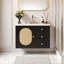 30" Black Mid-Century Bathroom Vanity with Ceramic Sink and 2 Drawers