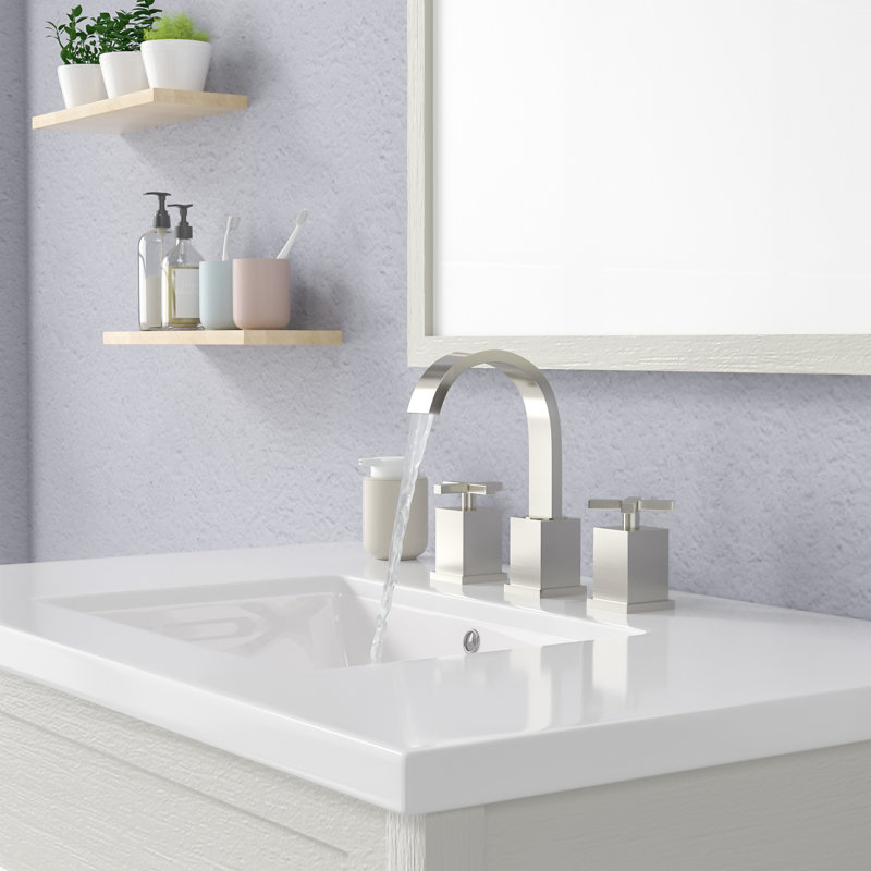 Widespread 2-handle Bathroom Faucet with Drain Assembly, Brushed Nickel
