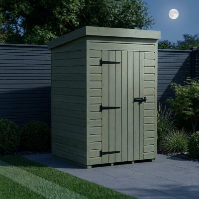 Total Sheds 4ft x 4ft Pent Garden Shed - Single Door - No Windows - Pressure Treated Timber - UK Manufactured