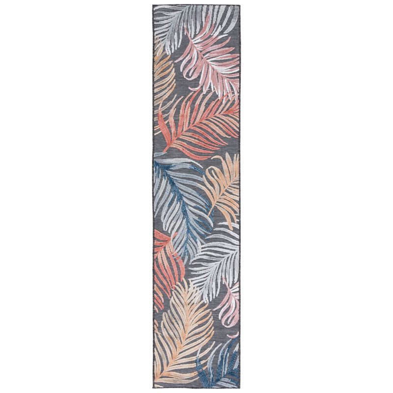 Tapis intérieur / extérieur noir / rouille Swampscott, Tapis de couloir 2 pi x 6 pi 7 po