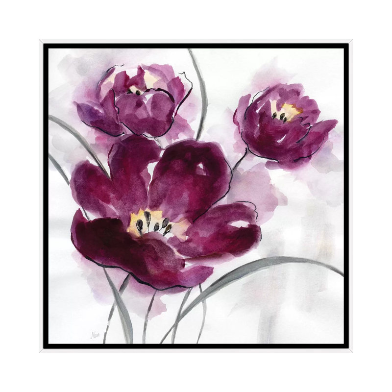 «My Magenta II» par Nan - reproduction d'art sur toile tendue, H 12 po x l 12 po x P 1,5 po, Cadre blanc