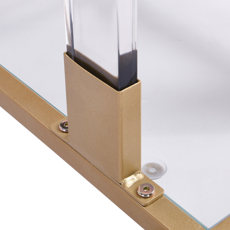 Table en acrylique, plateau en verre doré, design moderne en forme de C, extrémité facile à assembler