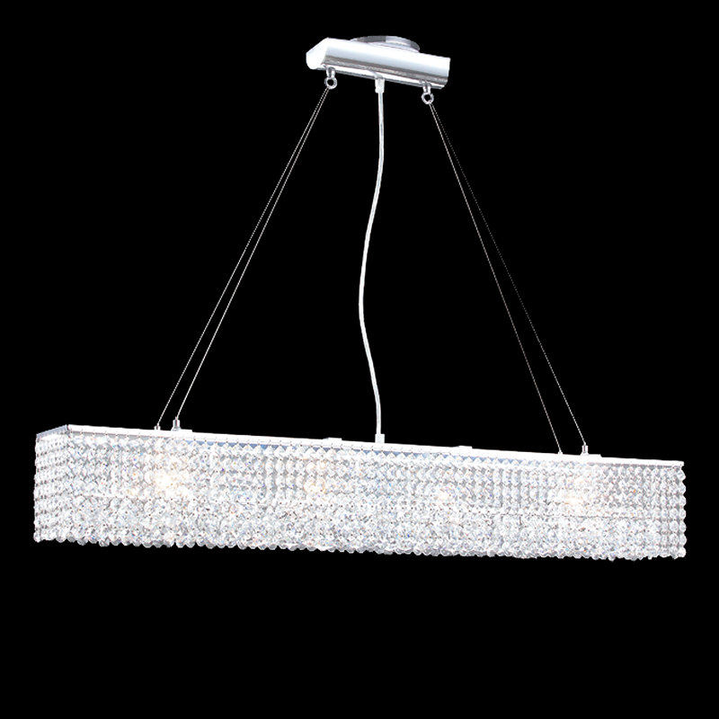 Contemporary 4 - Light Silver Kitchen Island Pendant, Swarovski Spectra