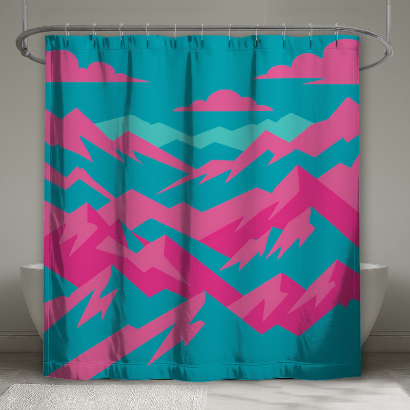 Rideaux de douche roses et bleues, 70in W x 84in H