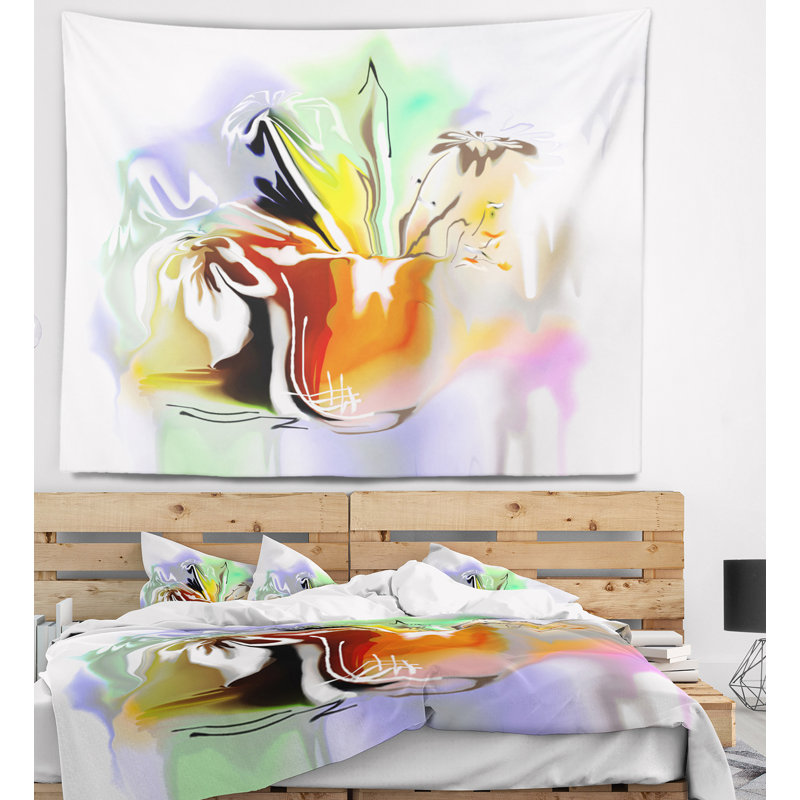 Bouquet de fleurs tapisserie abstraites floral, H 32 po x l 39 po