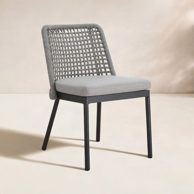 Deana Modern Woven Rope Outdoor Dining Armchair with Cushion (Set of 2)