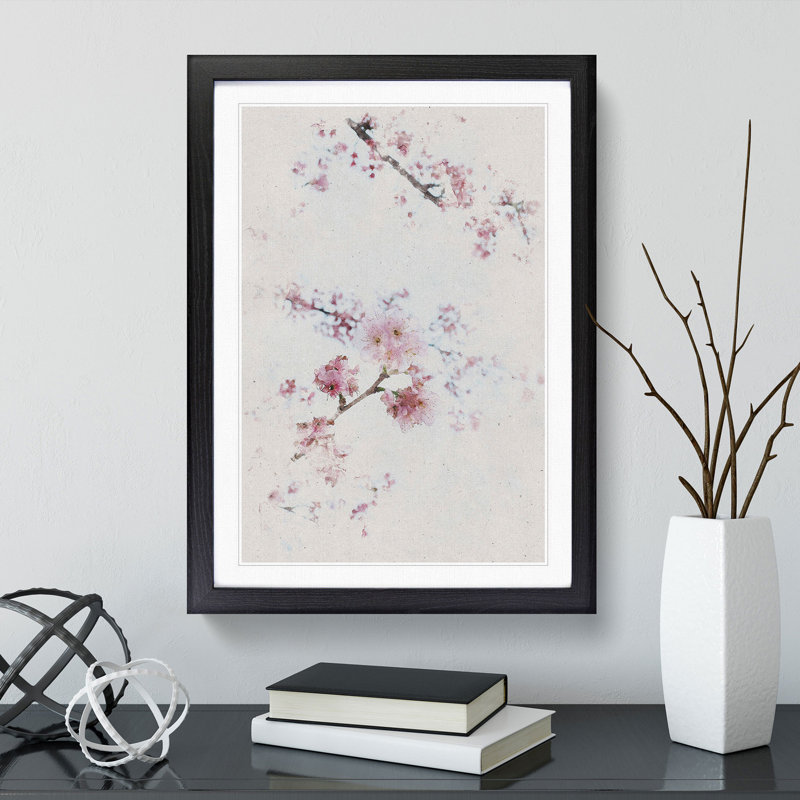 Eye of the Cherry Blossom Tree Watercolour - Picture Frame Graphic Art, 65cm H x 48cm W x 2cm D, Black