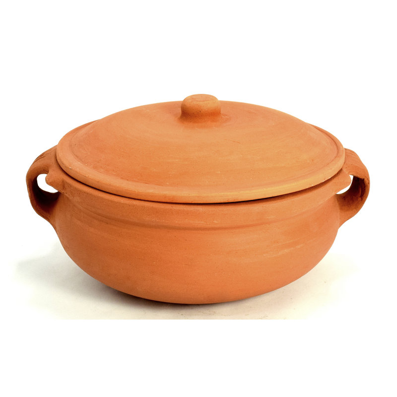 Medium Terracotta Clay Curry Pot with Lid, 1.5 Quarts