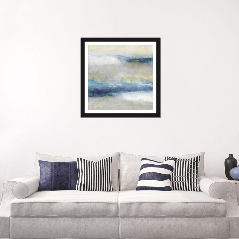 « indigo motion ii », impression sur toile, Papier d'art encadré noir, Blanc, H 24 po x l 24 po x P 1 po