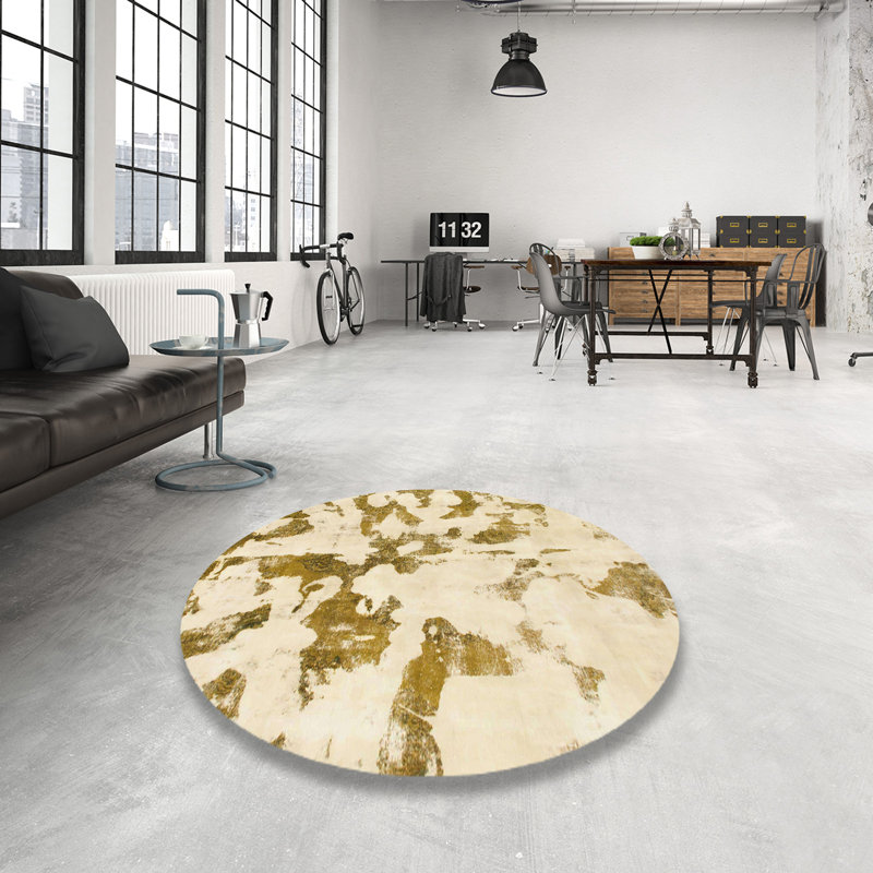 Tapis décoratif multicolore à motif abstrait, Rond 3 pi