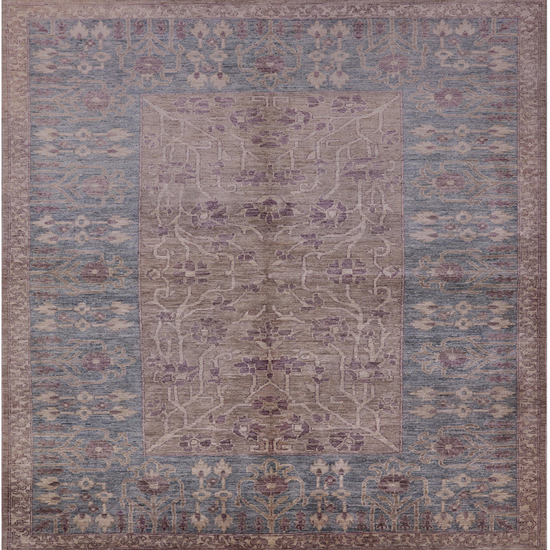 Tapis oriental brun / bleu, Carré 4 pi