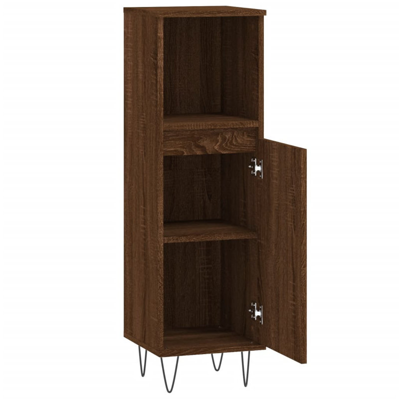 Huard Freestanding Linen Cabinet, Brown Oak