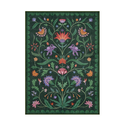  Boho Floral Washable Area Rugs for Living Room Non Slip Indoor Ultra-Thin Throw Room Carpe
