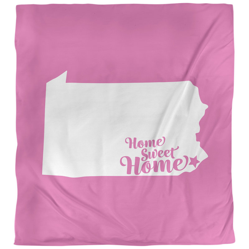 Housse de couette réversible simple Home Sweet Philadelphia, Microfibre, Housse de couette pour très grand lit, Rose