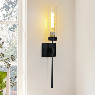 24 po Applique murale noire câblée moderne pour meuble-lavabo moderne pour salle de bain avec miroir et escalier