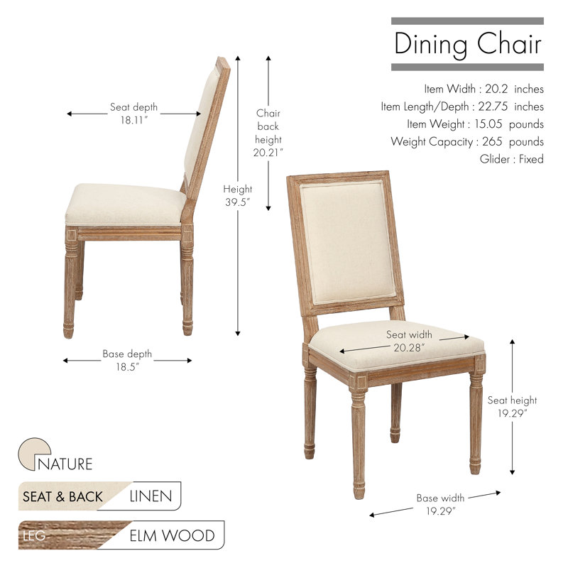 Chaise d'appoint rembourrée en lin Haile, Nature