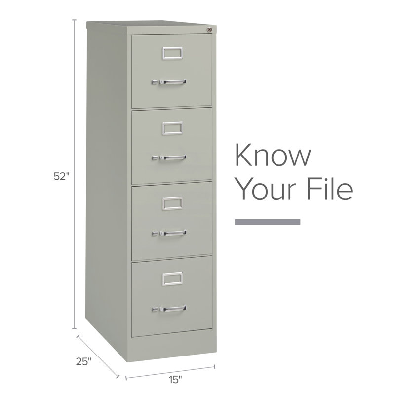 15'' Wide 4 -Drawer Steel File Cabinet, Light Gray