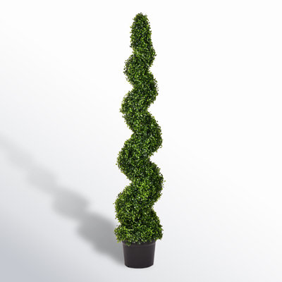 Artificial Potted Green Boxwood Spiral Tree