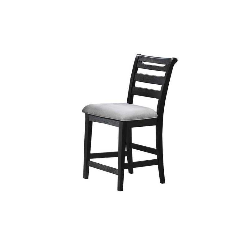 Chaises de salle à manger à hauteur de comptoir (2 pièces), design moderne, dossier noir, coussin rembourré, dossier en bois massif,