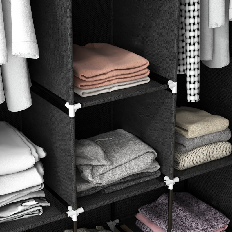 125cm Adjustable Portable Wardrobe, Black