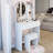 17" Round Led Vanity Table And Cushioned Stool , 3 - Color Adjustable System, Touch Controlled Mirror , Built In 2 Ac + 1 Type C Ports, Large Desktop, Multi Layer Storage, American Design, White