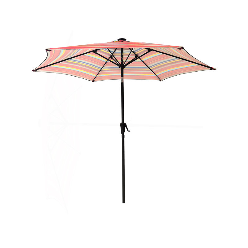 Parasol 9 pi avec rouge clair et rayures, Rayures rouges