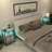 Nightstand With Charging Station, LED Light, Fabric Drawers, And Storage Shelf - Greige