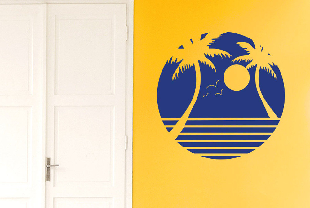 Palm Trees With Sunset Wall Sticker