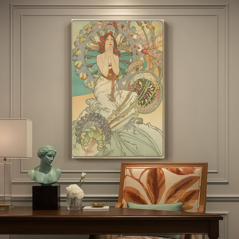 Monaco - Monte Carlo - Toile tendue avec châssis par Alphonse Marie Mucha, 24 po x 36 po