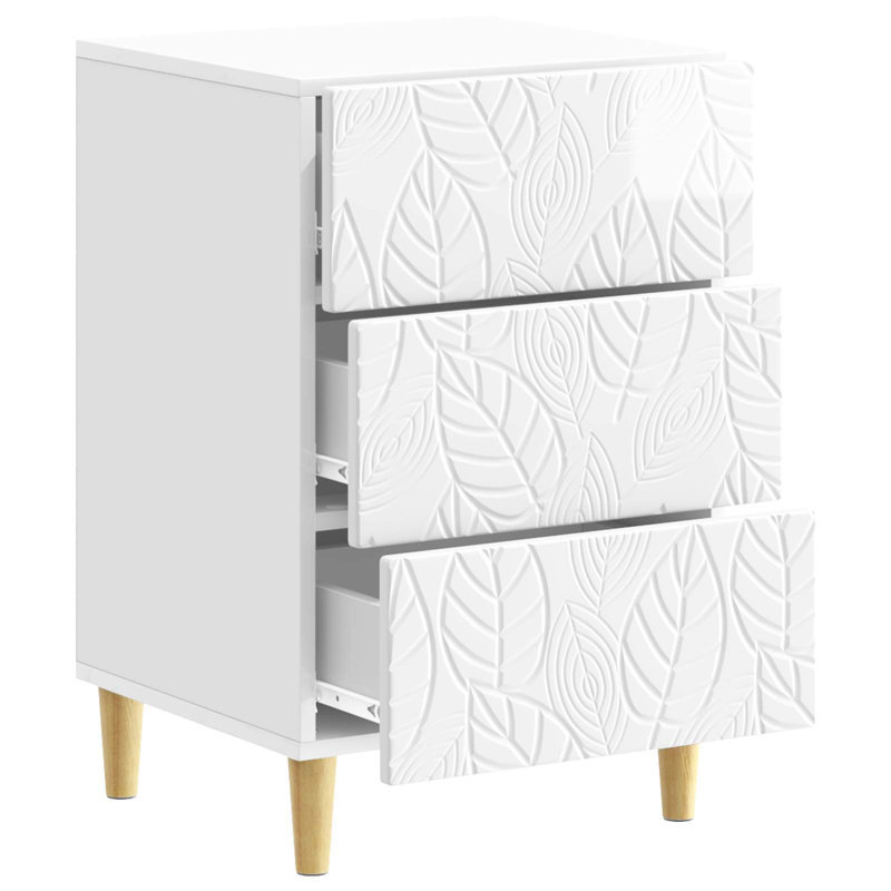 43cm W Composite Bedside Table, High Gloss White